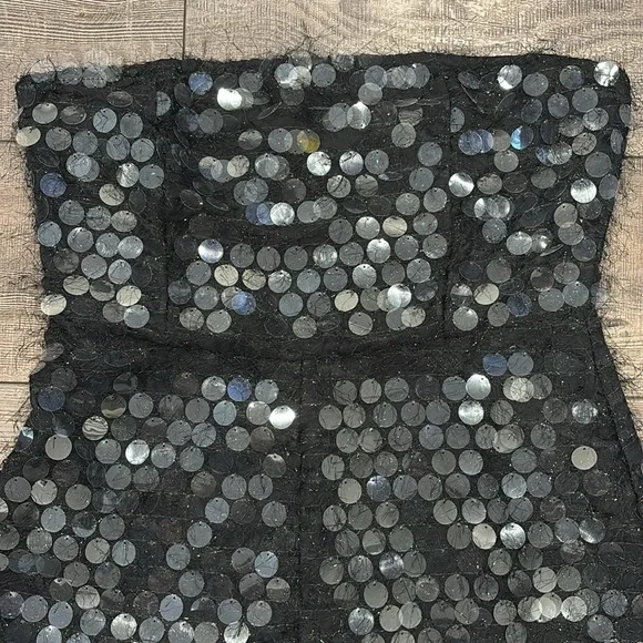 PrettyLittleThing Black Disc Sequin Bandeau Playsuit Size 10 - Picture 5 of 7